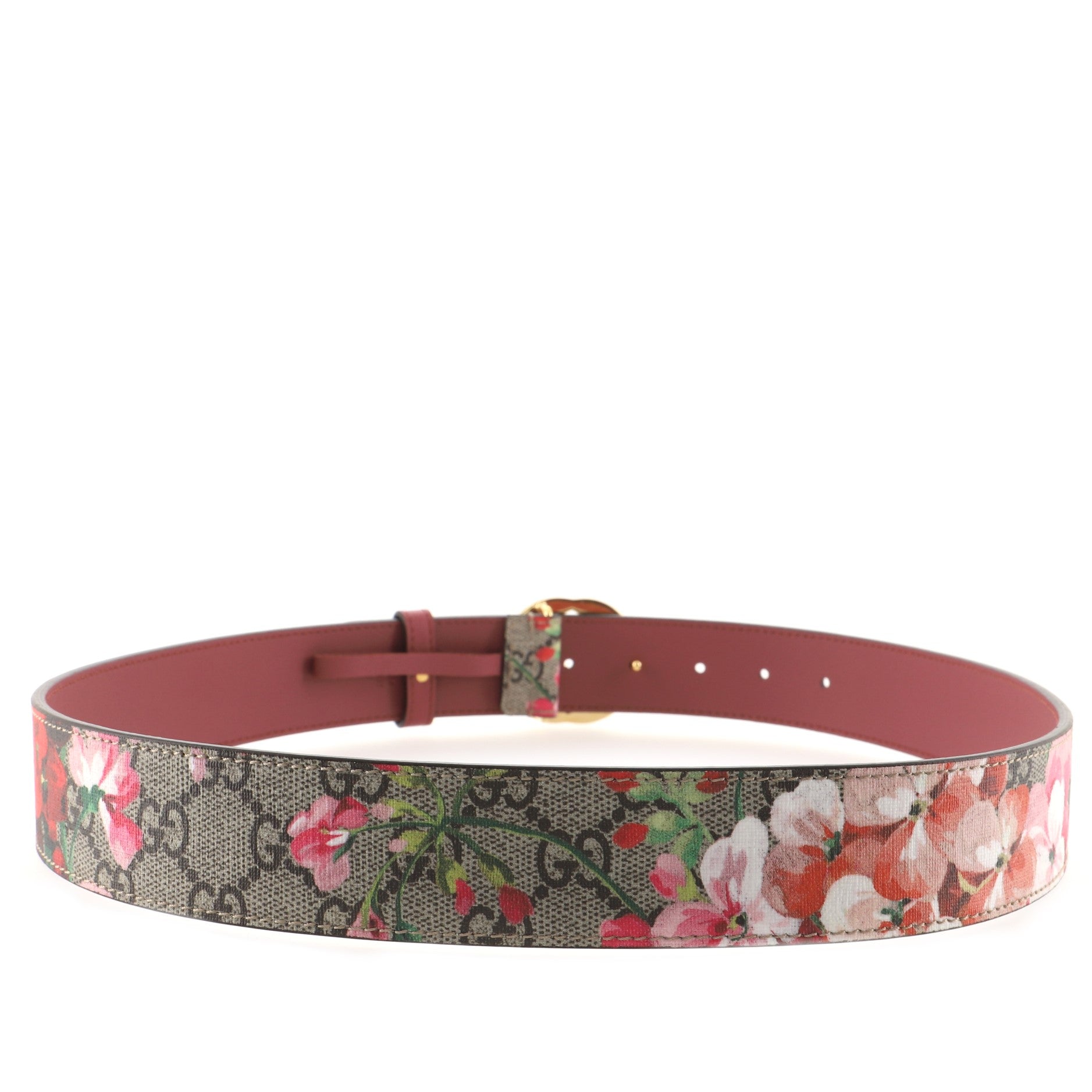 Interlocking G Belt Blooms Print GG Coated Canvas Wide 85