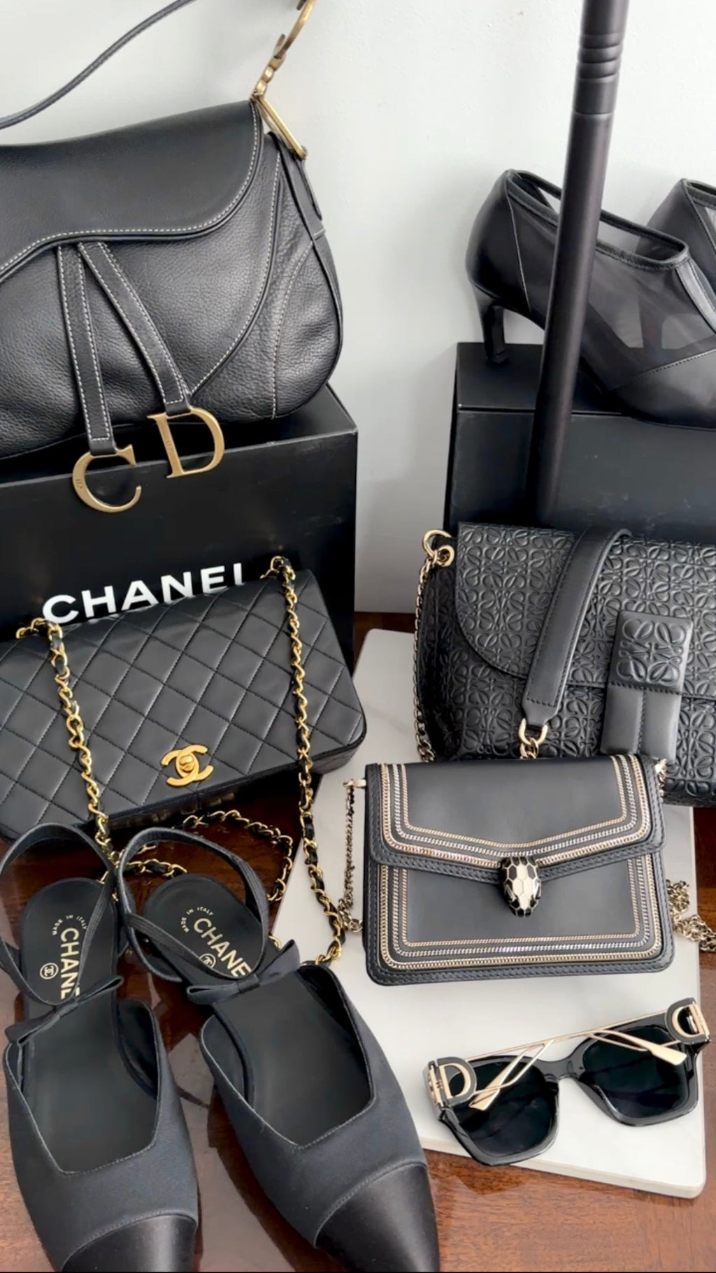 Chanel Vintage 1989 Black Lambskin Leather Full Flap Chain Bag