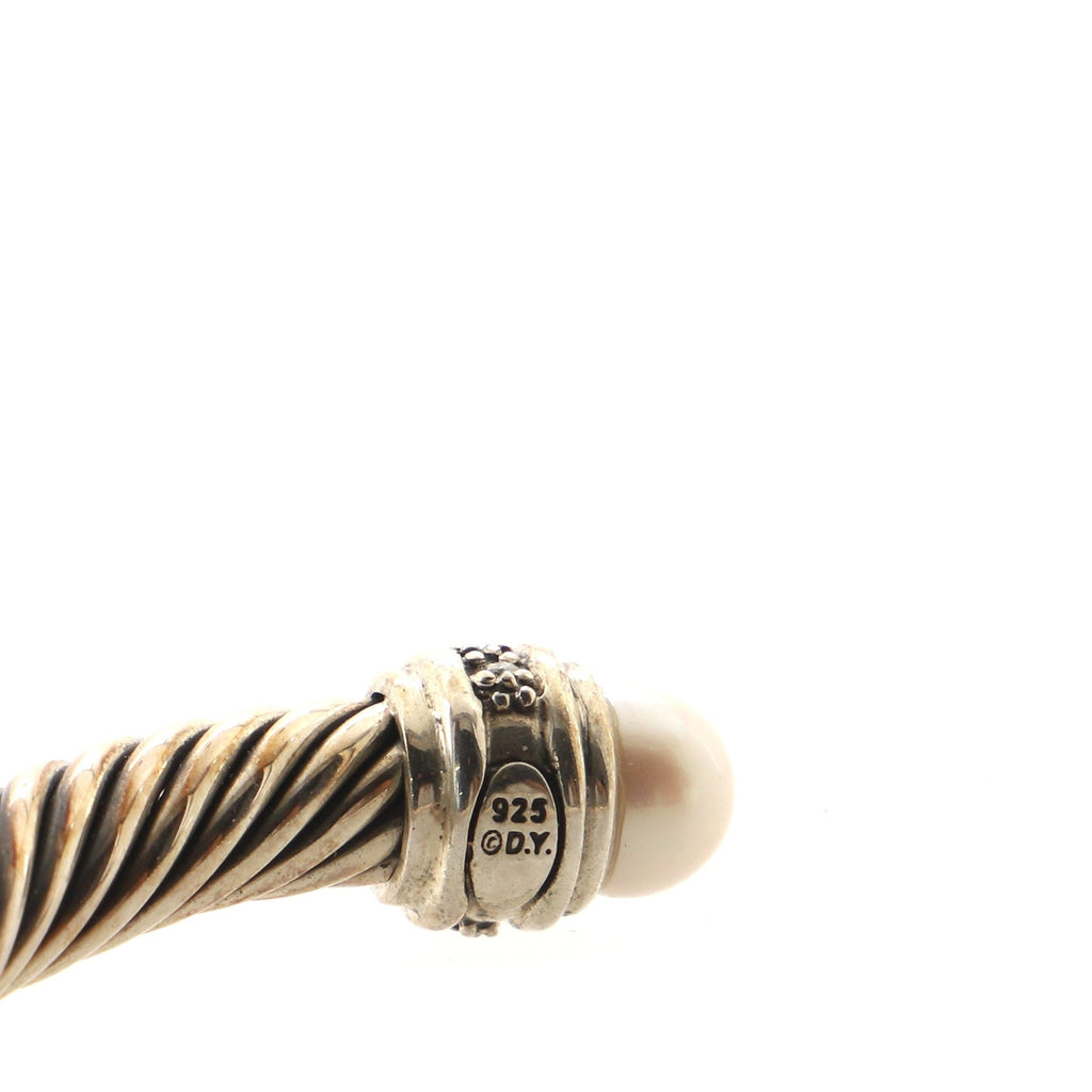 Cable Classic Bracelet Sterling Silver with Diamonds and Pearls 7mm