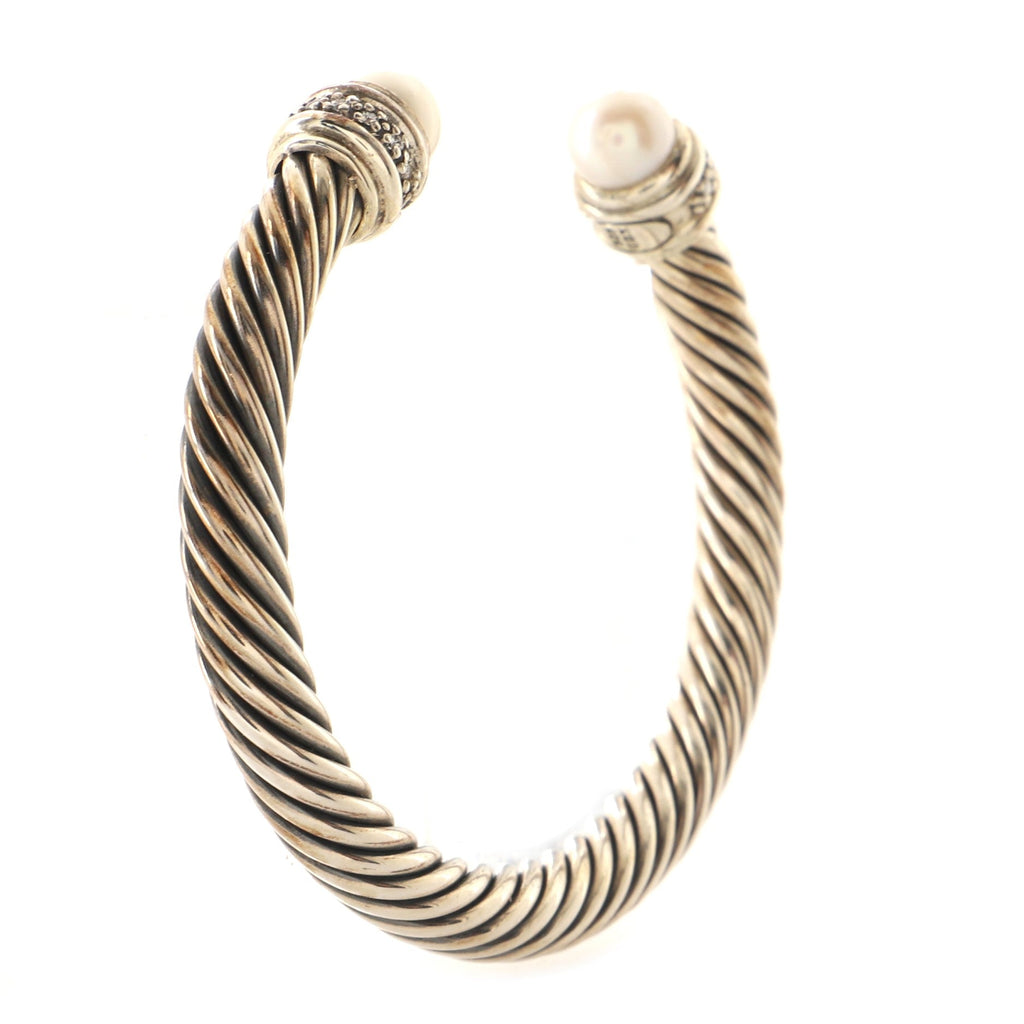 Cable Classic Bracelet Sterling Silver with Diamonds and Pearls 7mm
