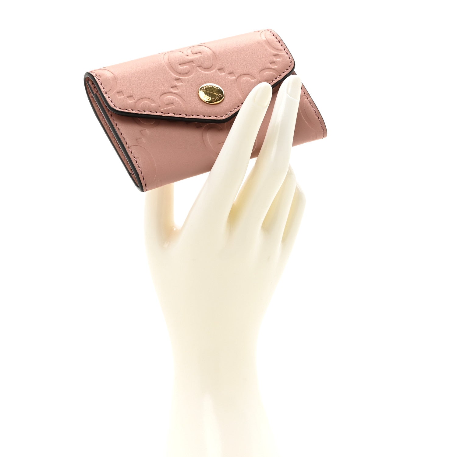 Calfskin Jumbo GG Embossed Snap Wallet Soft Pink