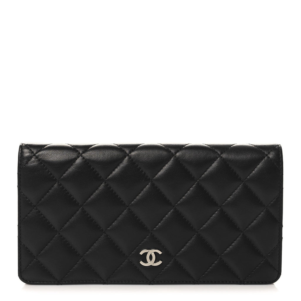 Lambskin Quilted Yen Wallet Black