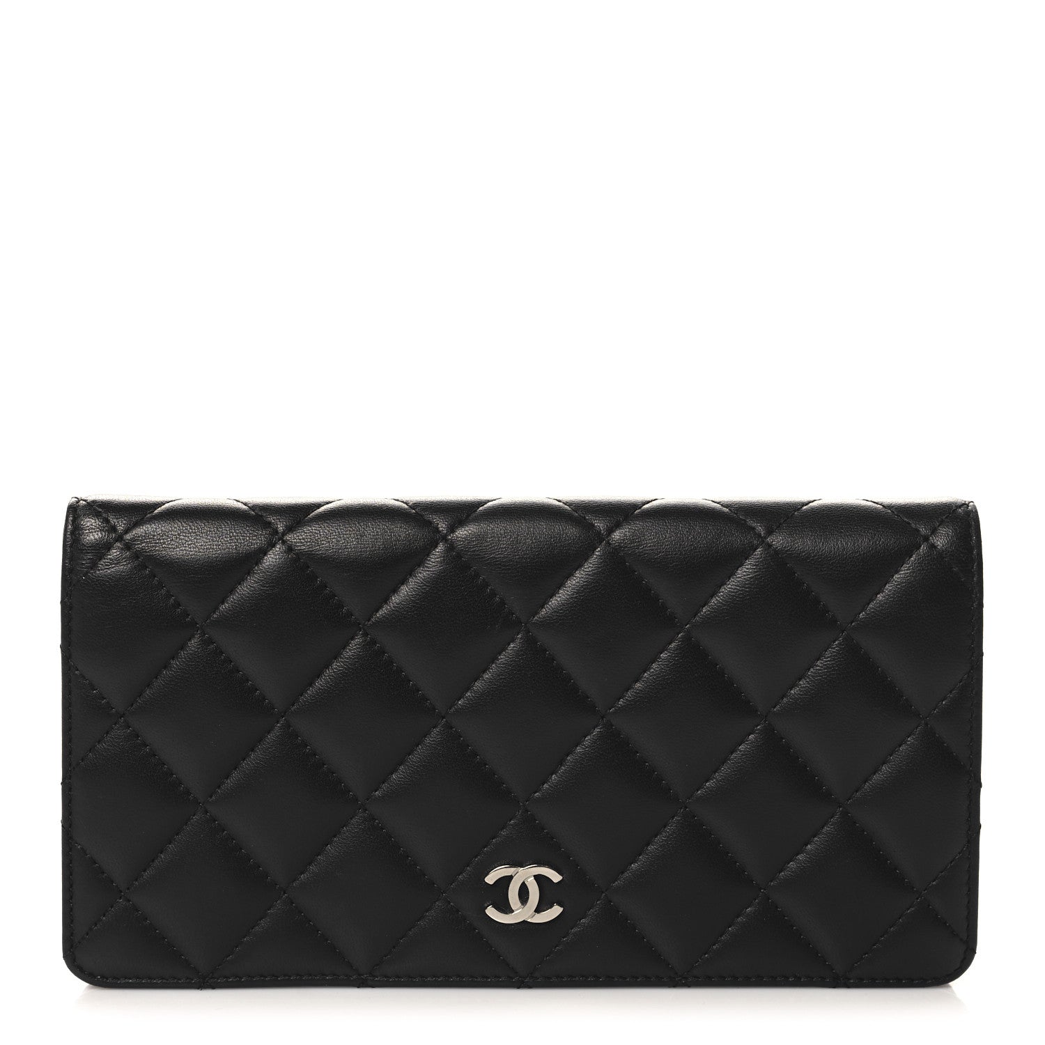 Lambskin Quilted Yen Wallet Black
