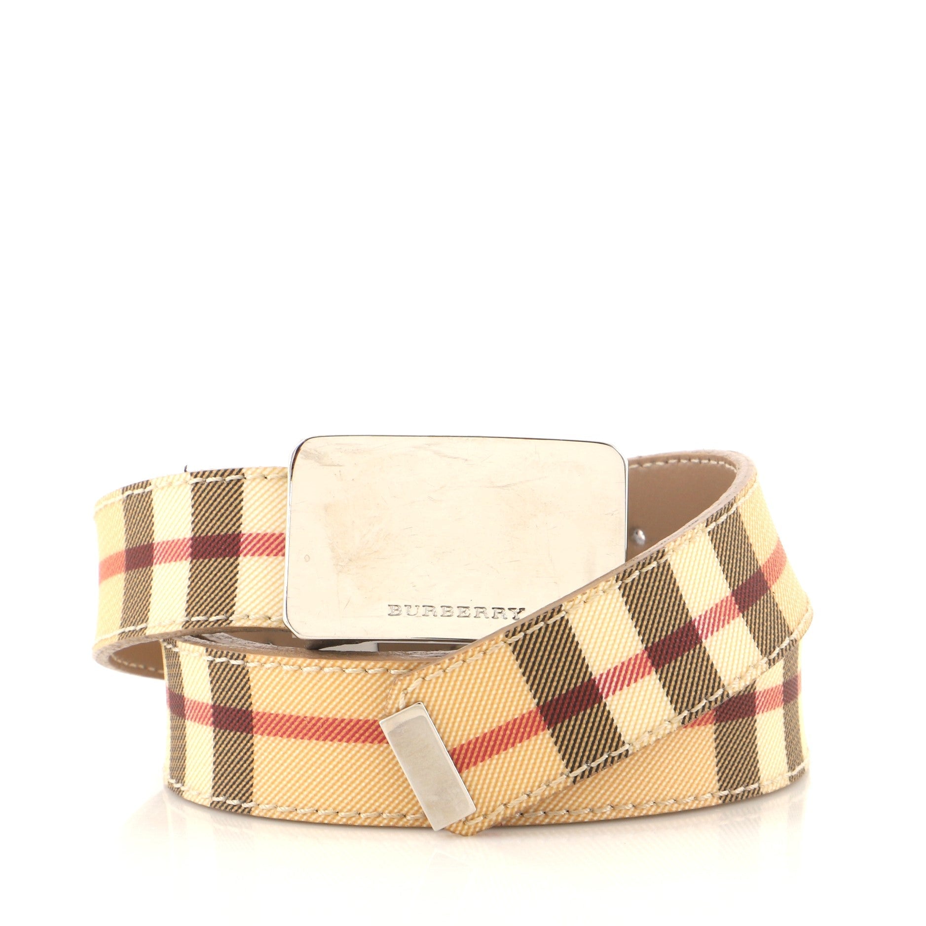 Logo Buckle Belt Vintage Check Coated Canvas Wide 75