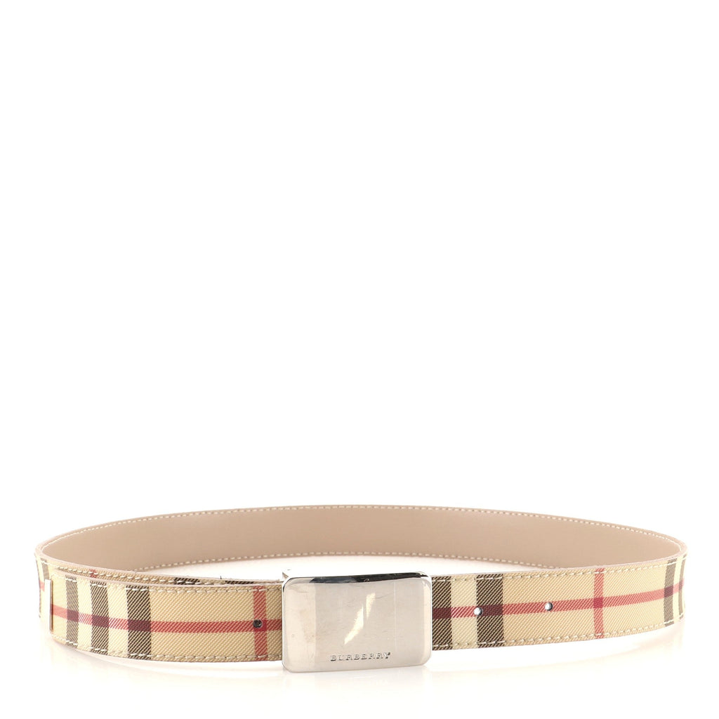 Logo Buckle Belt Vintage Check Coated Canvas Wide 75