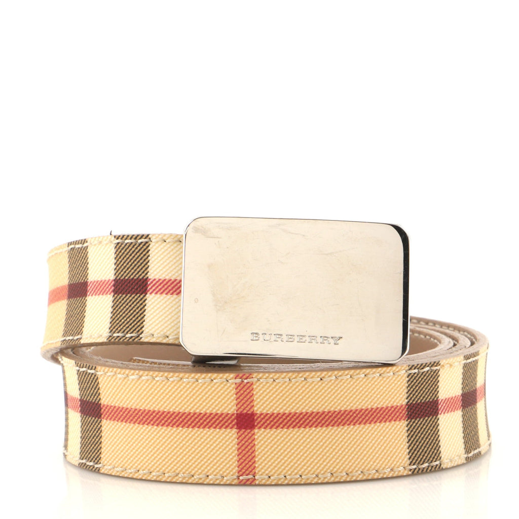 Logo Buckle Belt Vintage Check Coated Canvas Wide 75