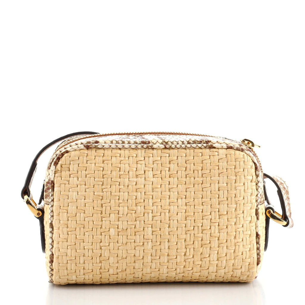 Ophidia Shoulder Bag Raffia with Snakeskin Mini