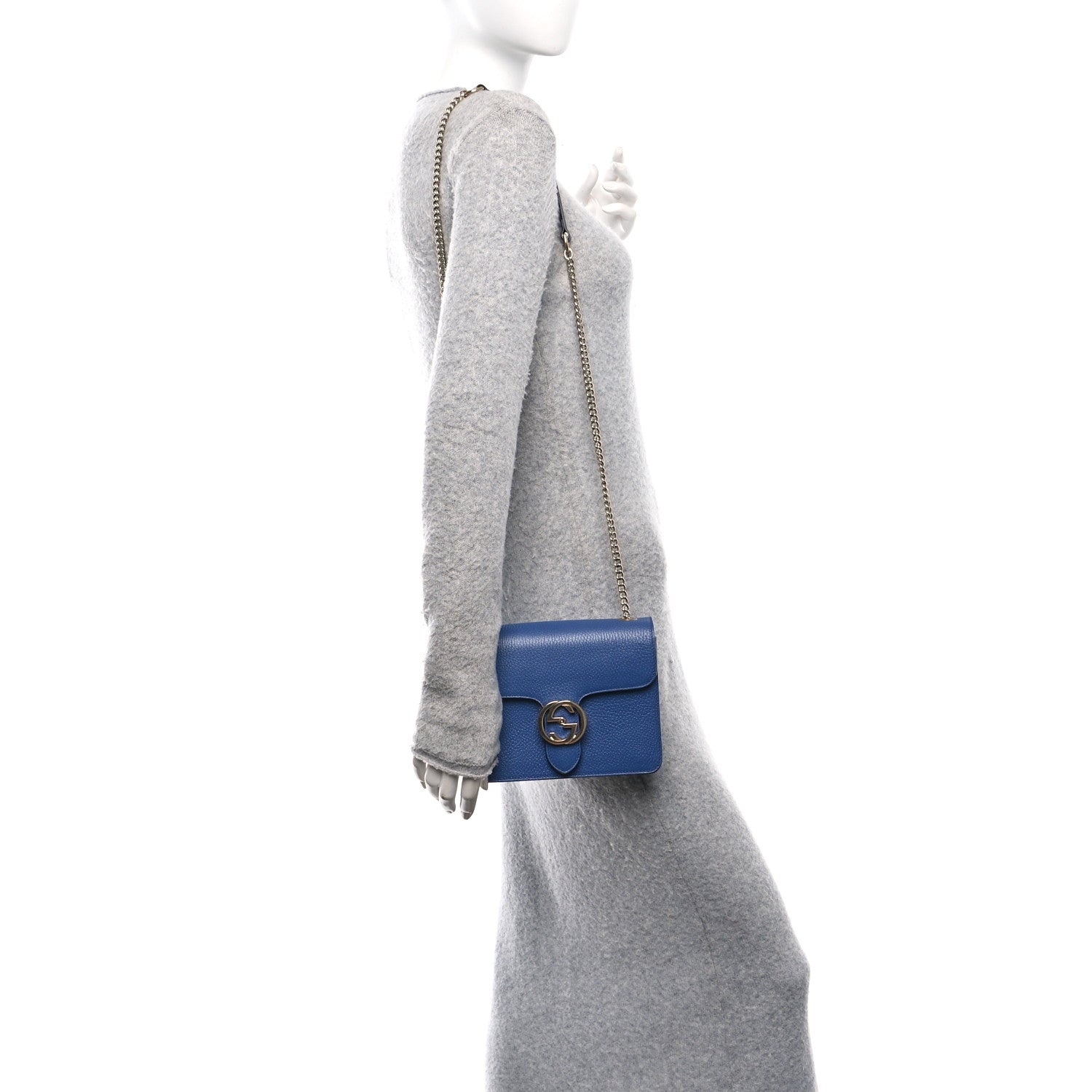 Dollar Calfskin Small Interlocking G Shoulder Bag Caspian