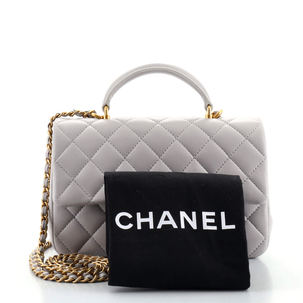 Classic Single Flap Top Handle Bag Quilted Lambskin Mini