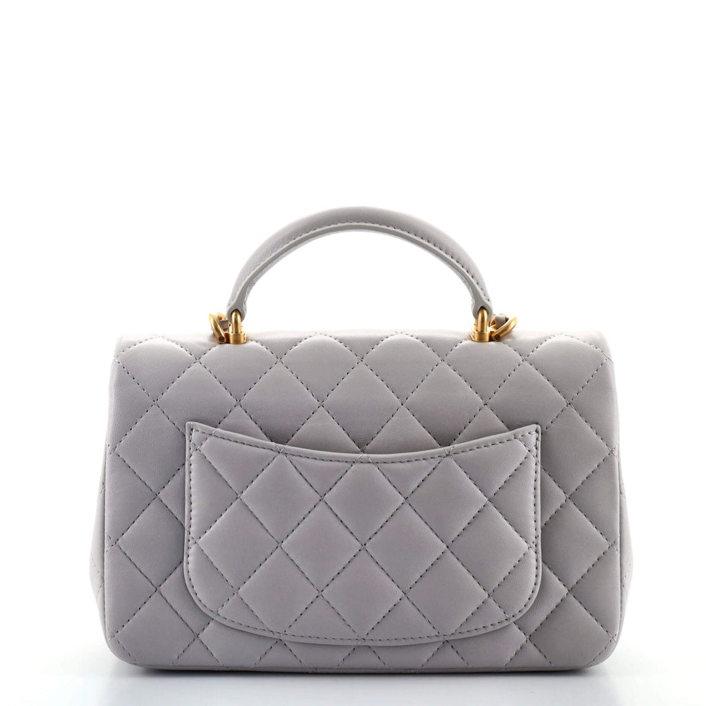 Classic Single Flap Top Handle Bag Quilted Lambskin Mini