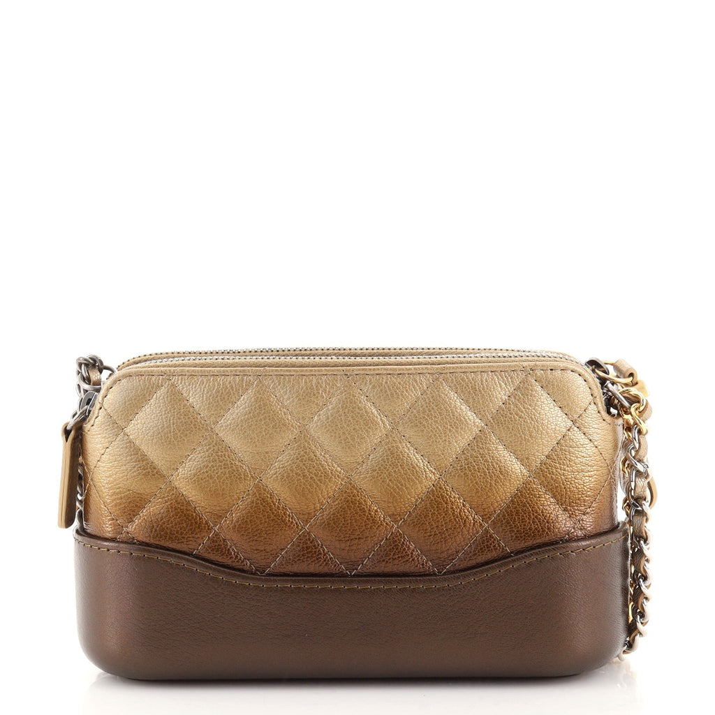 Gabrielle Double Zip Clutch with Chain Quilted Ombre Calfskin