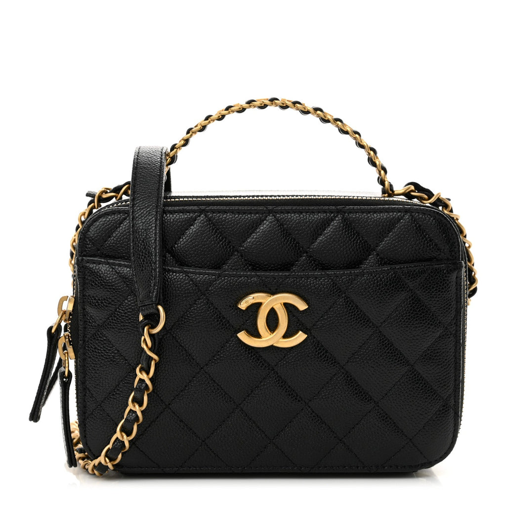 Caviar Quilted Small Pick Me Up Vanity Case Black
