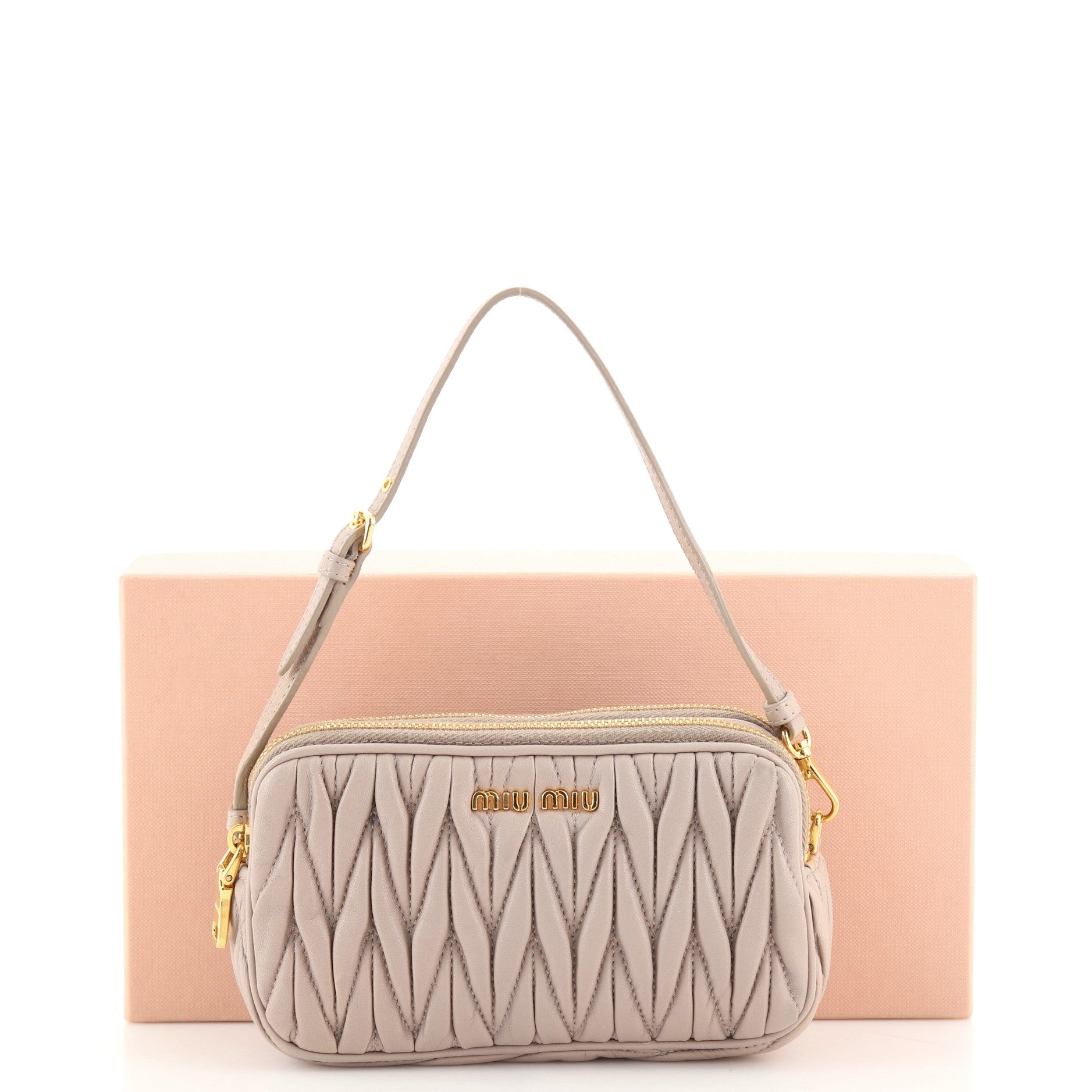 Double Zip Pochette Clutch Matelasse Leather