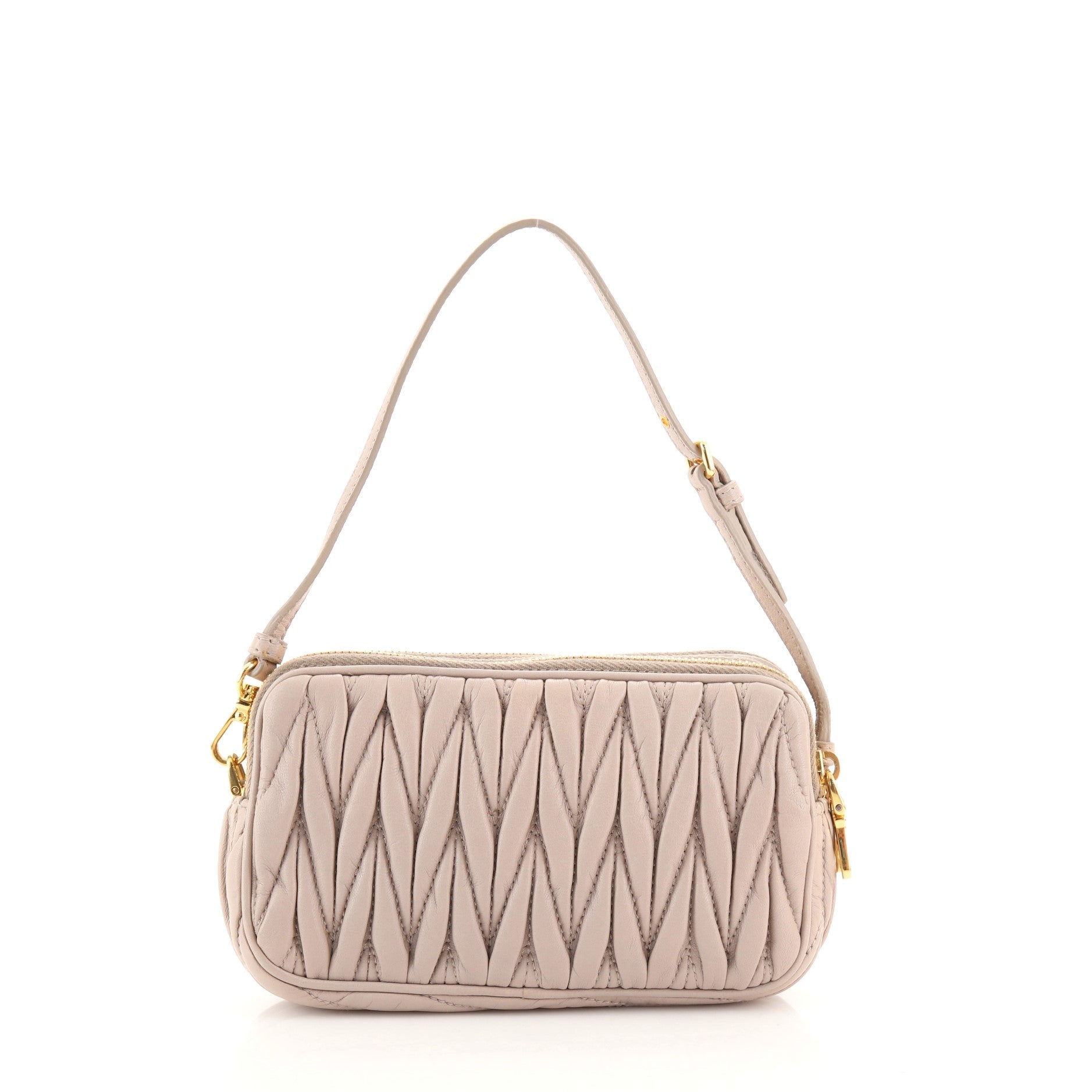 Double Zip Pochette Clutch Matelasse Leather