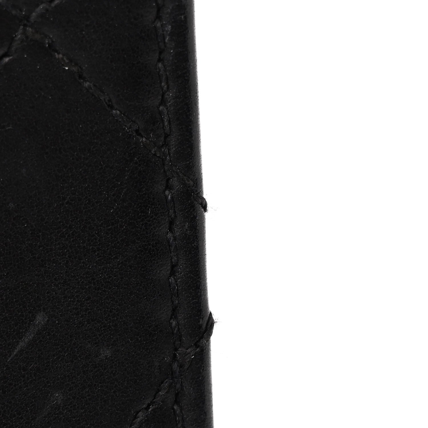 Calfskin Stitched Medium Single Flap Black