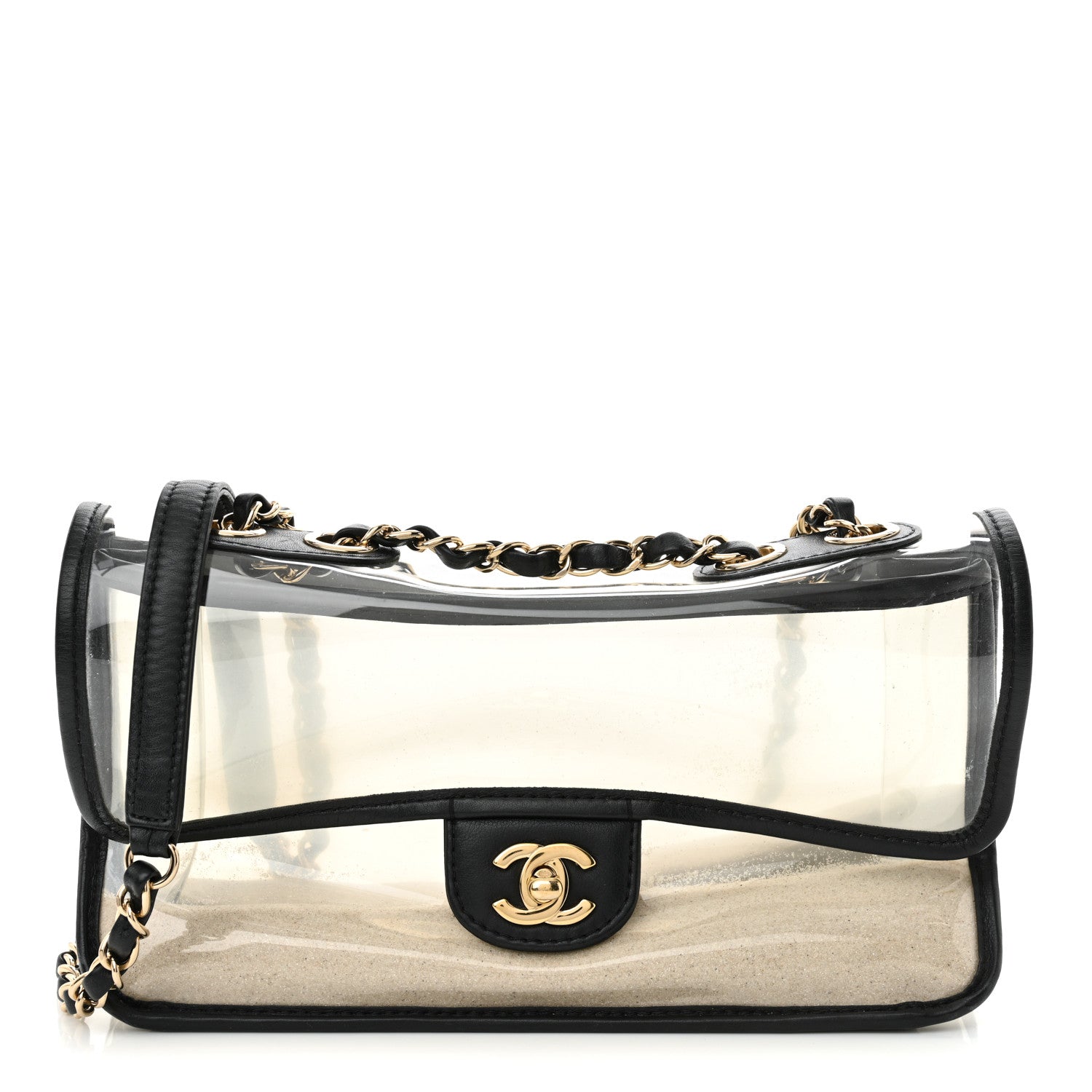 Lambskin PVC Medium Sand By The Sea Flap Black