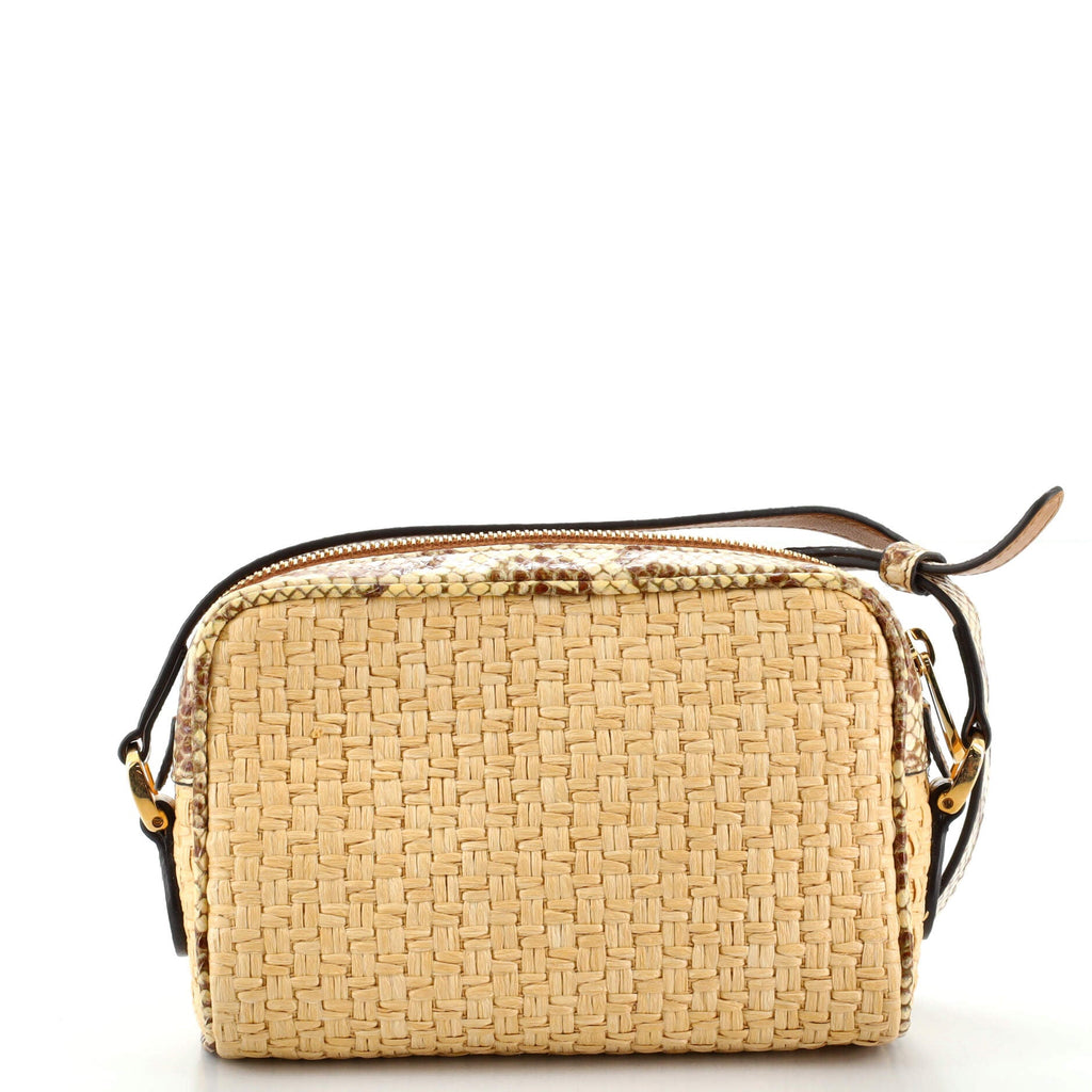 Ophidia Shoulder Bag Raffia with Snakeskin Mini