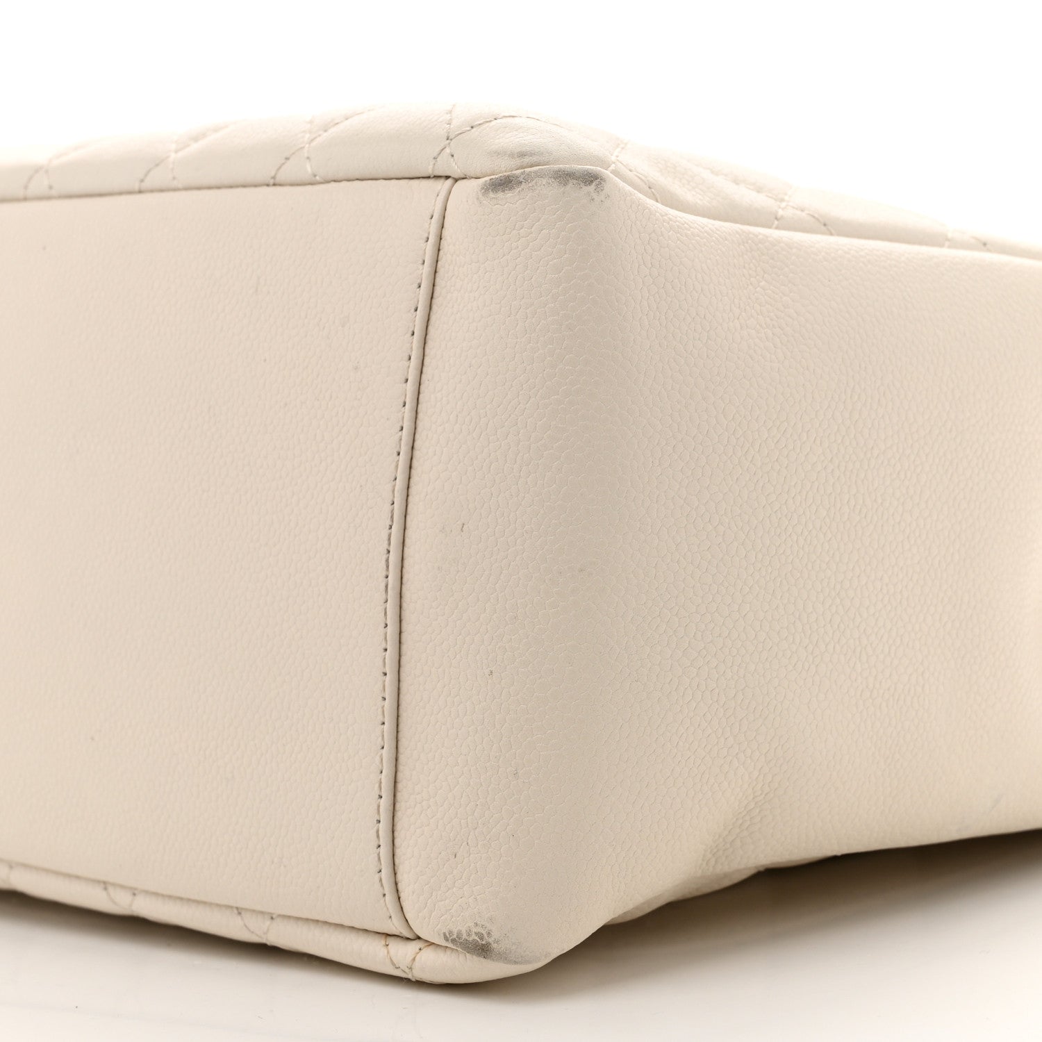 Caviar Quilted Grand Shopping Tote GST White