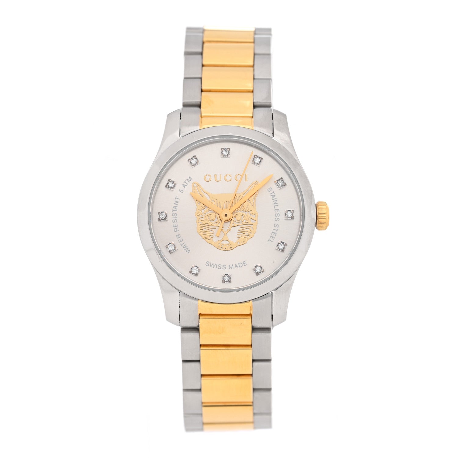 Stainless Steel Diamond 27mm G-Timeless Two Tone Cat Quartz Watch