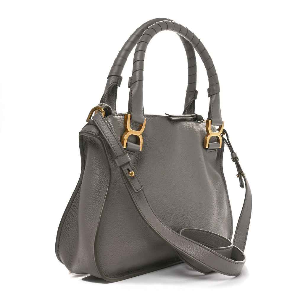 Calfskin Small Marcie Satchel Cashmere Grey
