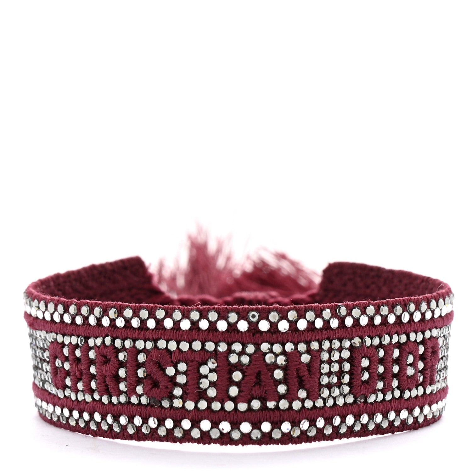Woven Cotton Crystal Embroidered Friendship Bracelet Burgundy