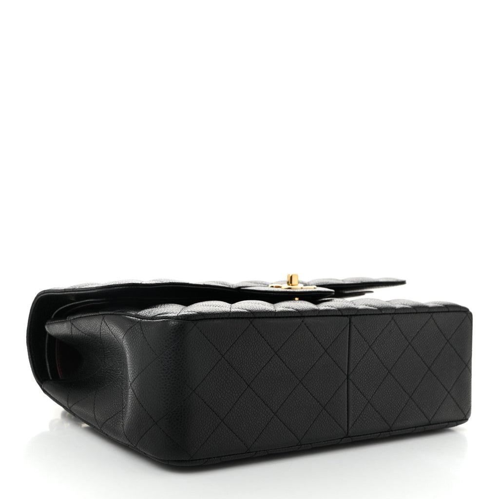 Caviar Quilted Jumbo Double Flap Black