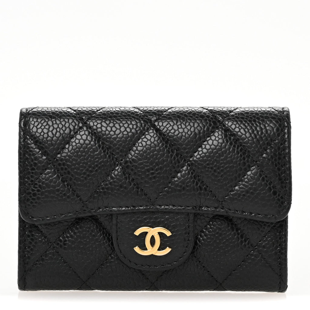 Caviar Quilted Flap  Holder Black