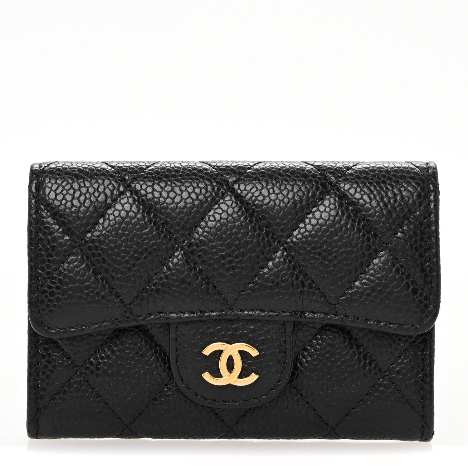 Caviar Quilted Flap  Holder Black