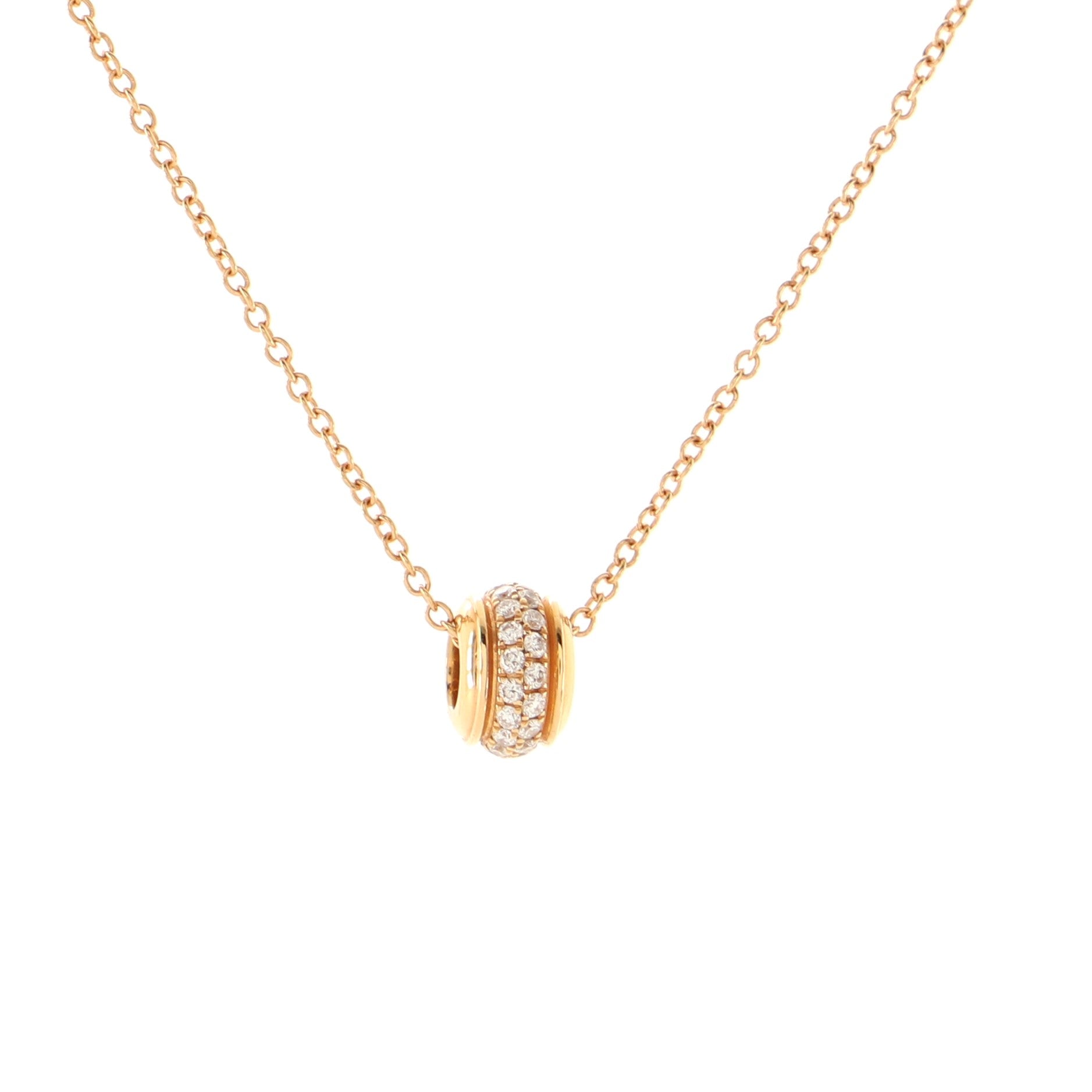Possession Ring 2 Row Pendant Necklace 18K Rose Gold and Pave Diamonds