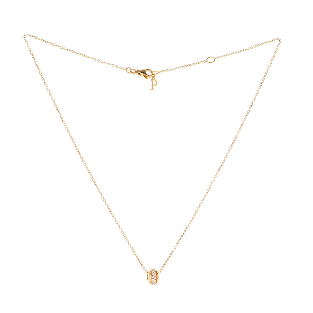 Possession Ring 2 Row Pendant Necklace 18K Rose Gold and Pave Diamonds