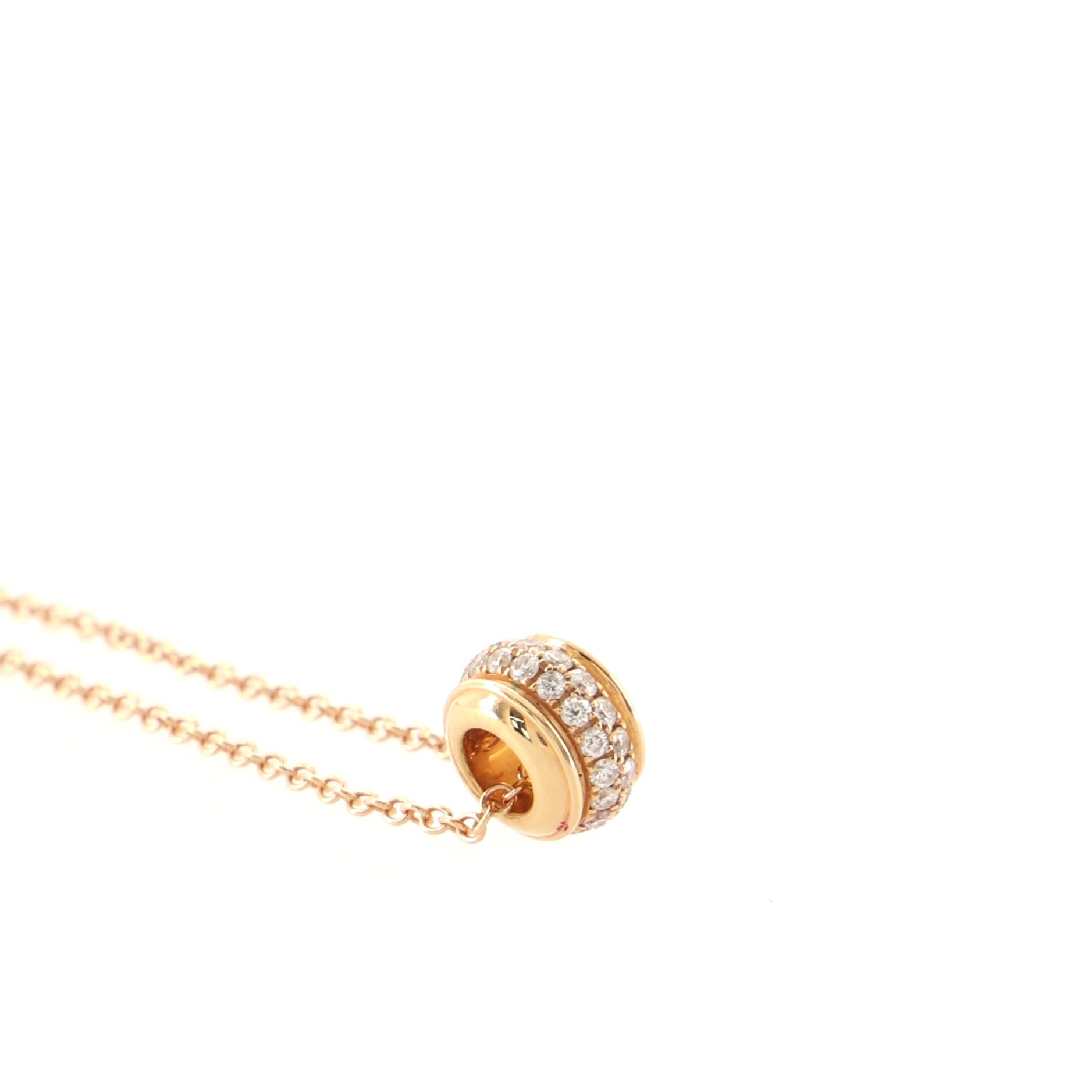 Possession Ring 2 Row Pendant Necklace 18K Rose Gold and Pave Diamonds