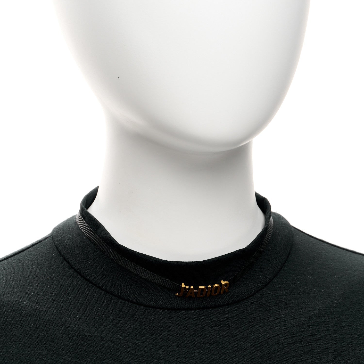 Grosgrain Ribbon J'Adior Logo Choker Necklace Black