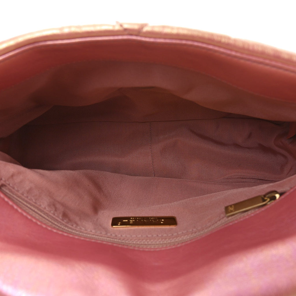 Iridescent Lambskin Quilted Chanel 19 Flap Pink