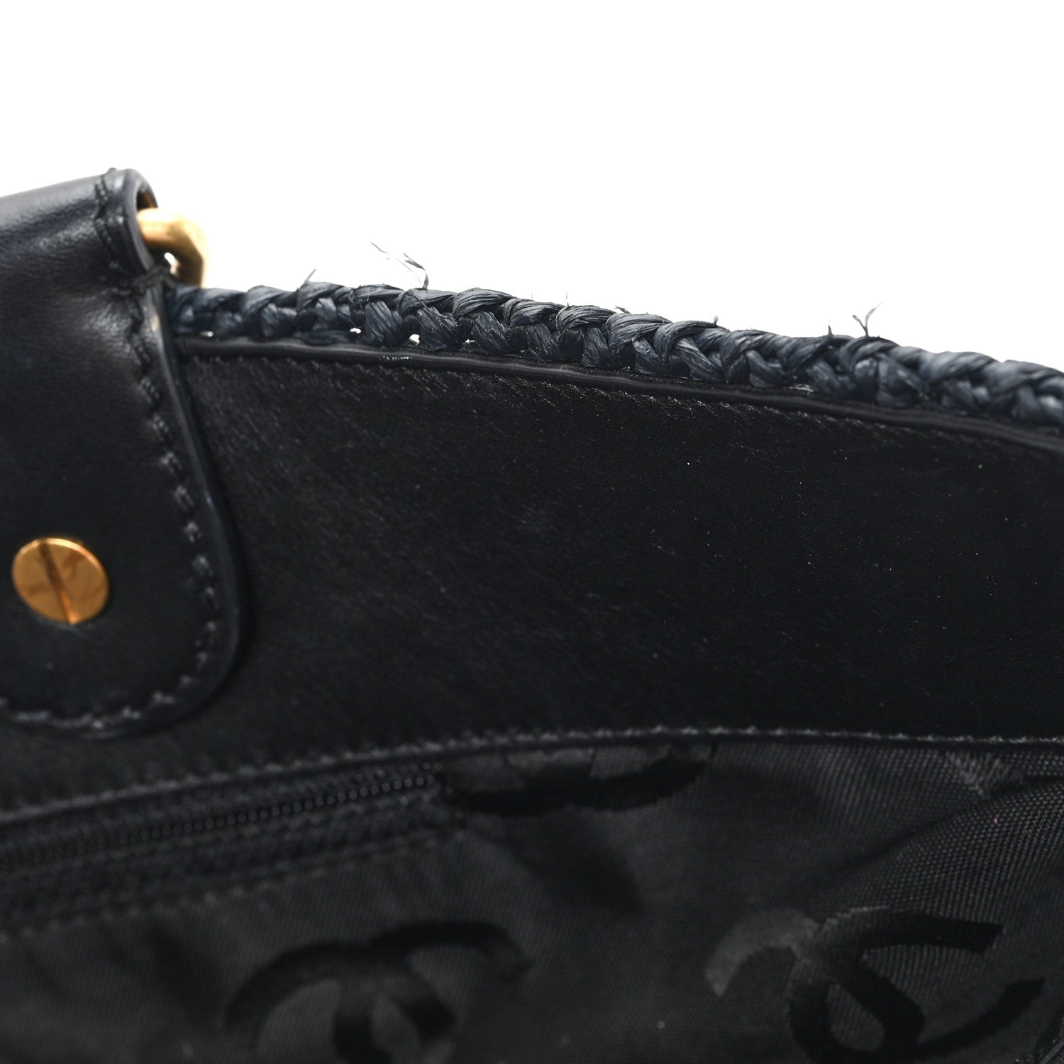 Straw Raffia Tote Black