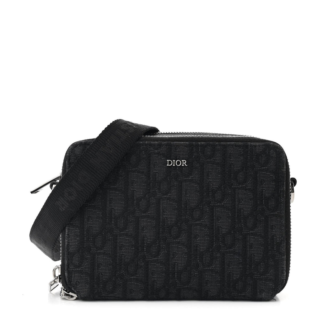Oblique Zipped With Strap Pouch Black