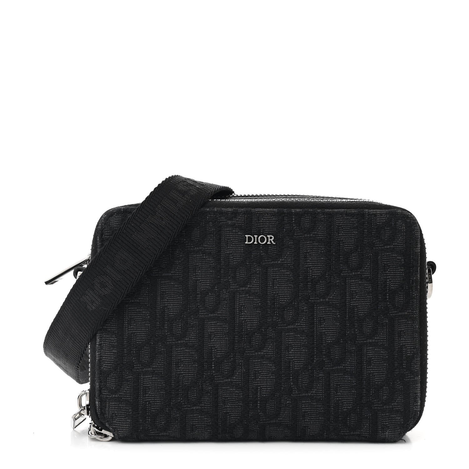 Oblique Zipped With Strap Pouch Black