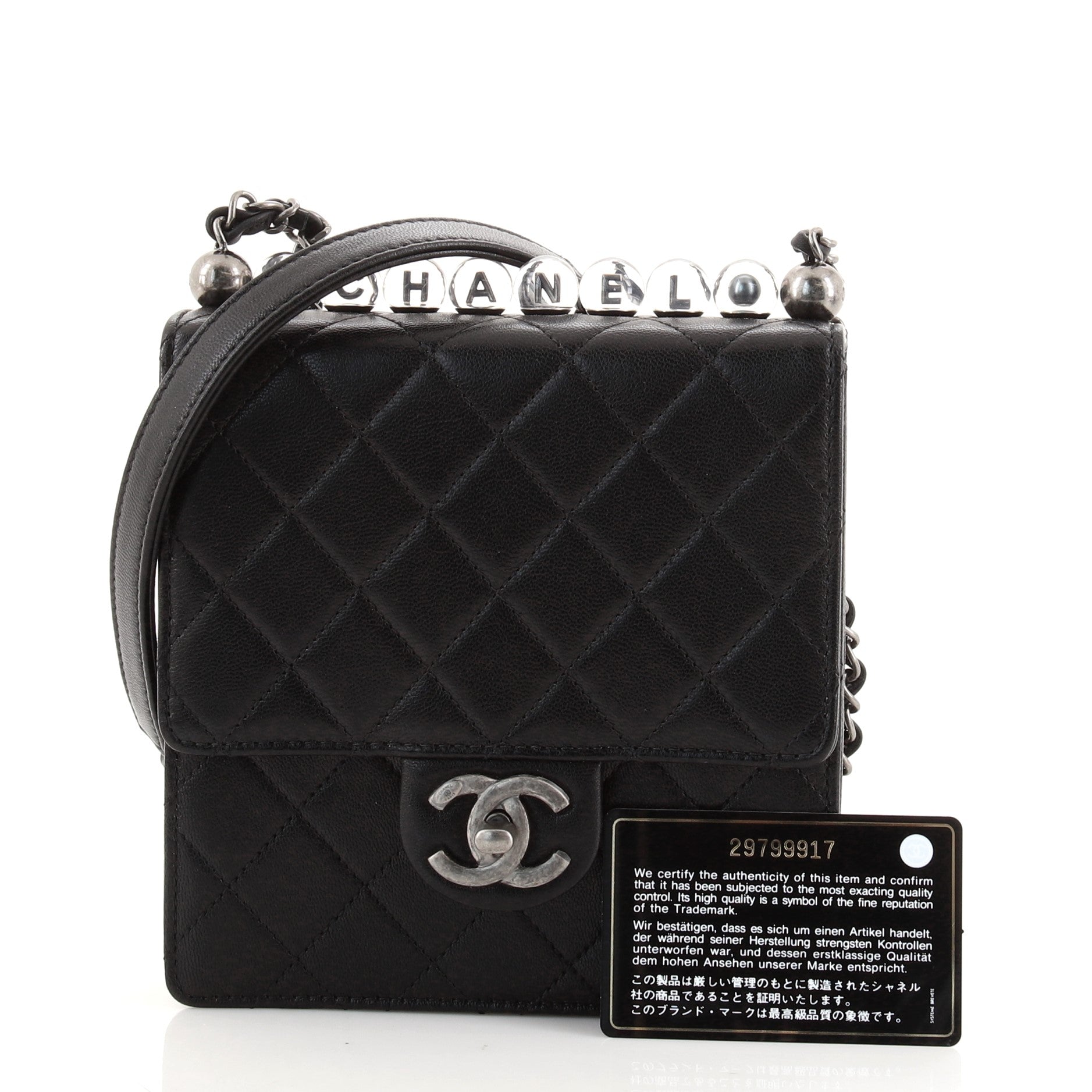 Chic Pearls Flap Bag Quilted Goatskin with Acrylic Beads Mini