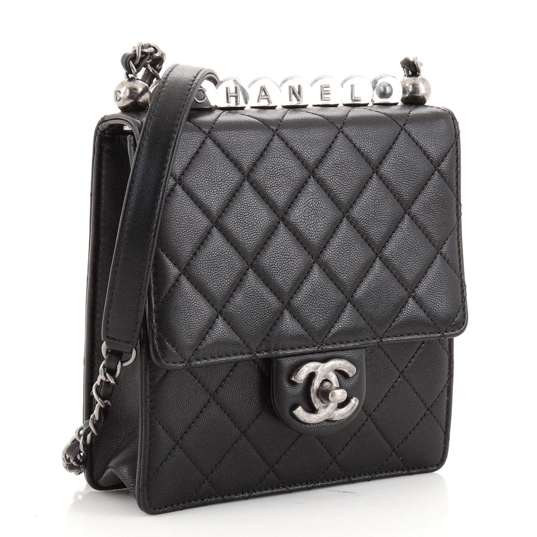 Chic Pearls Flap Bag Quilted Goatskin with Acrylic Beads Mini