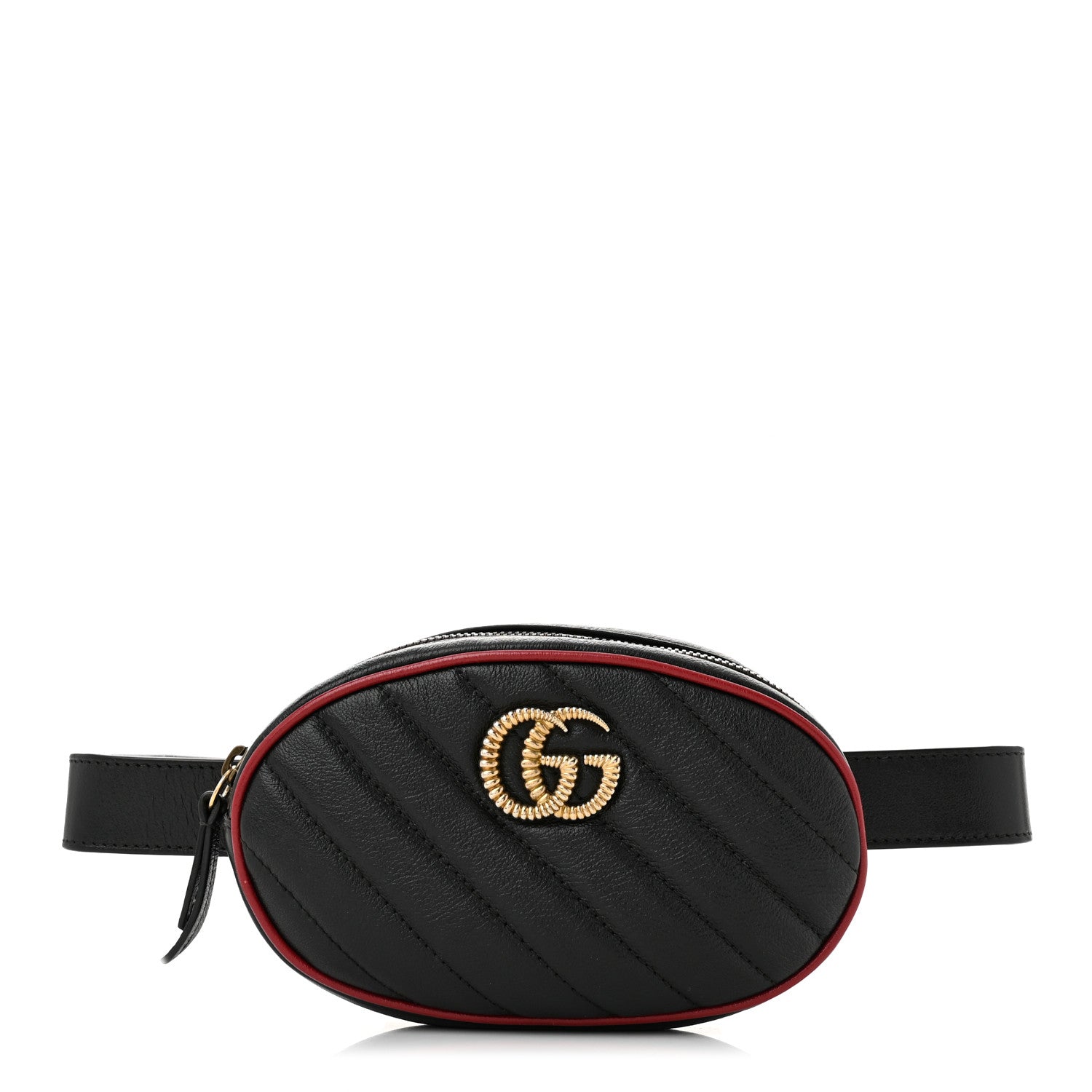 Azalea Calfskin Matelasse Diagonal Torchon GG Marmont Belt Bag 75 30 Black Romantic Cerise
