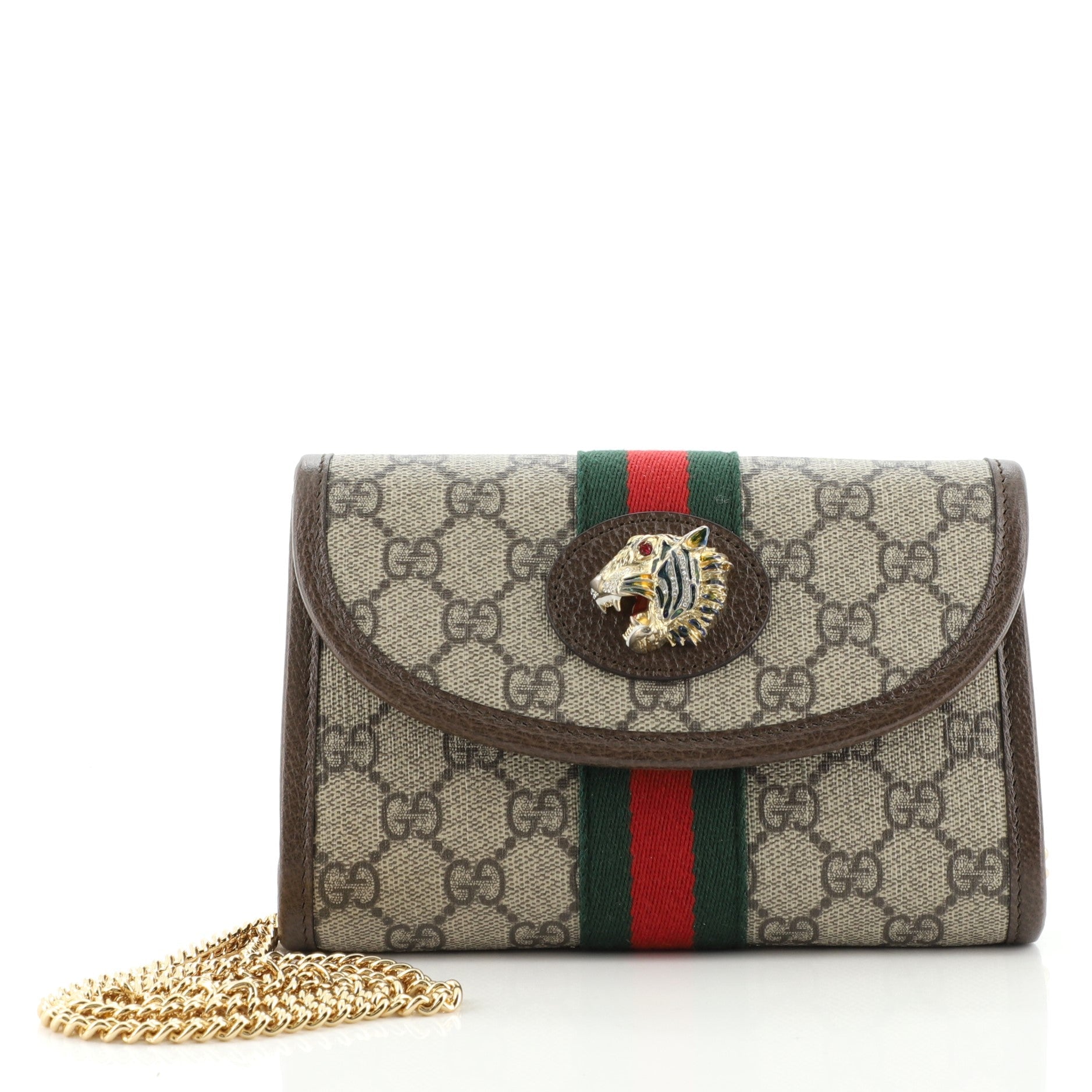 Rajah Web Chain Shoulder Bag GG Coated Canvas Mini