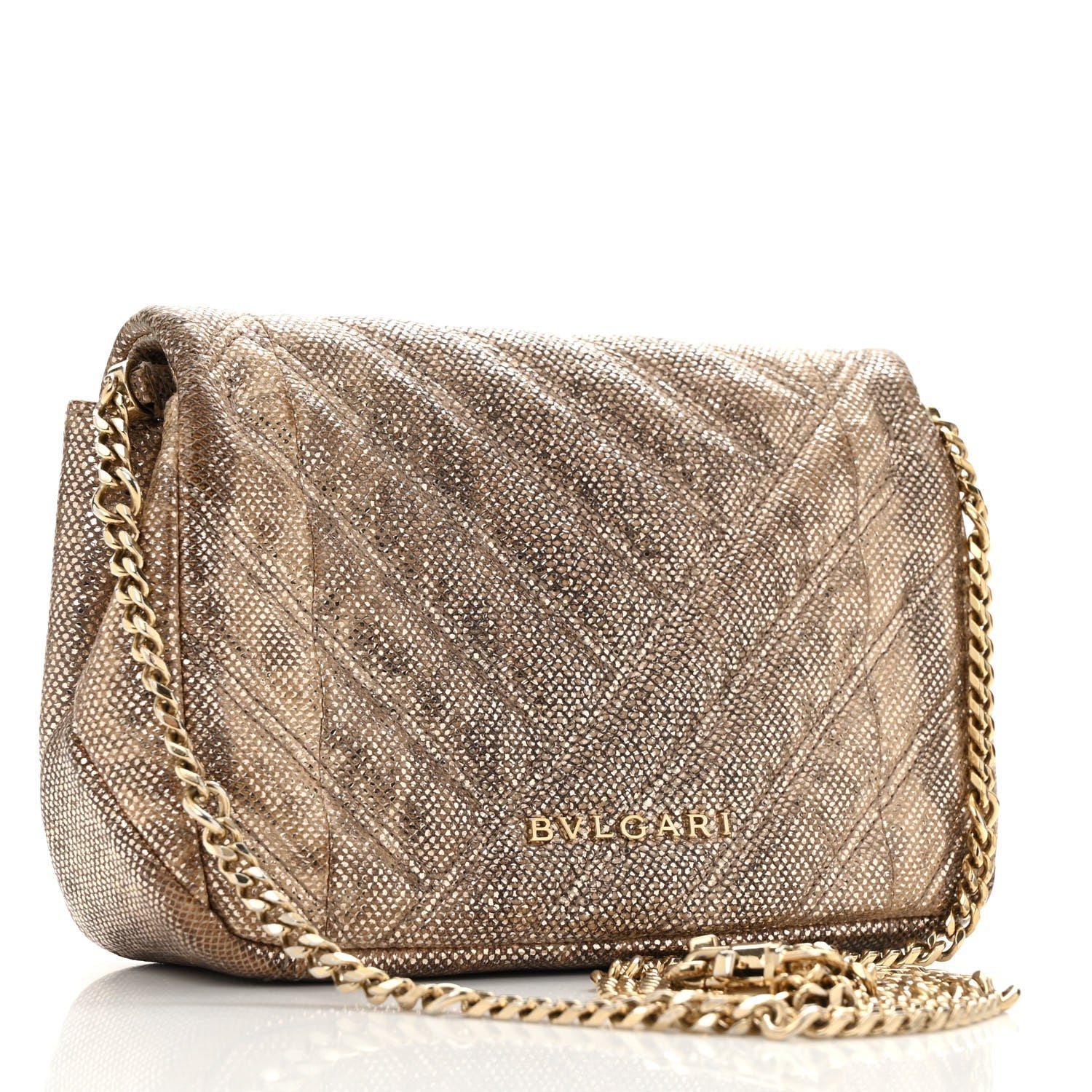 Metallic Karung Matelasse Mini Serpenti Cabochon Crossbody Gold