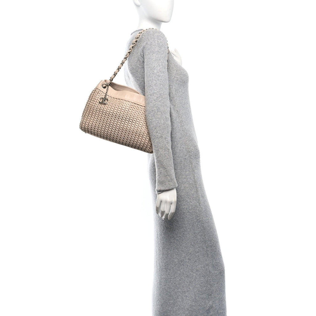 Caviar Braided Small CC Tote Beige