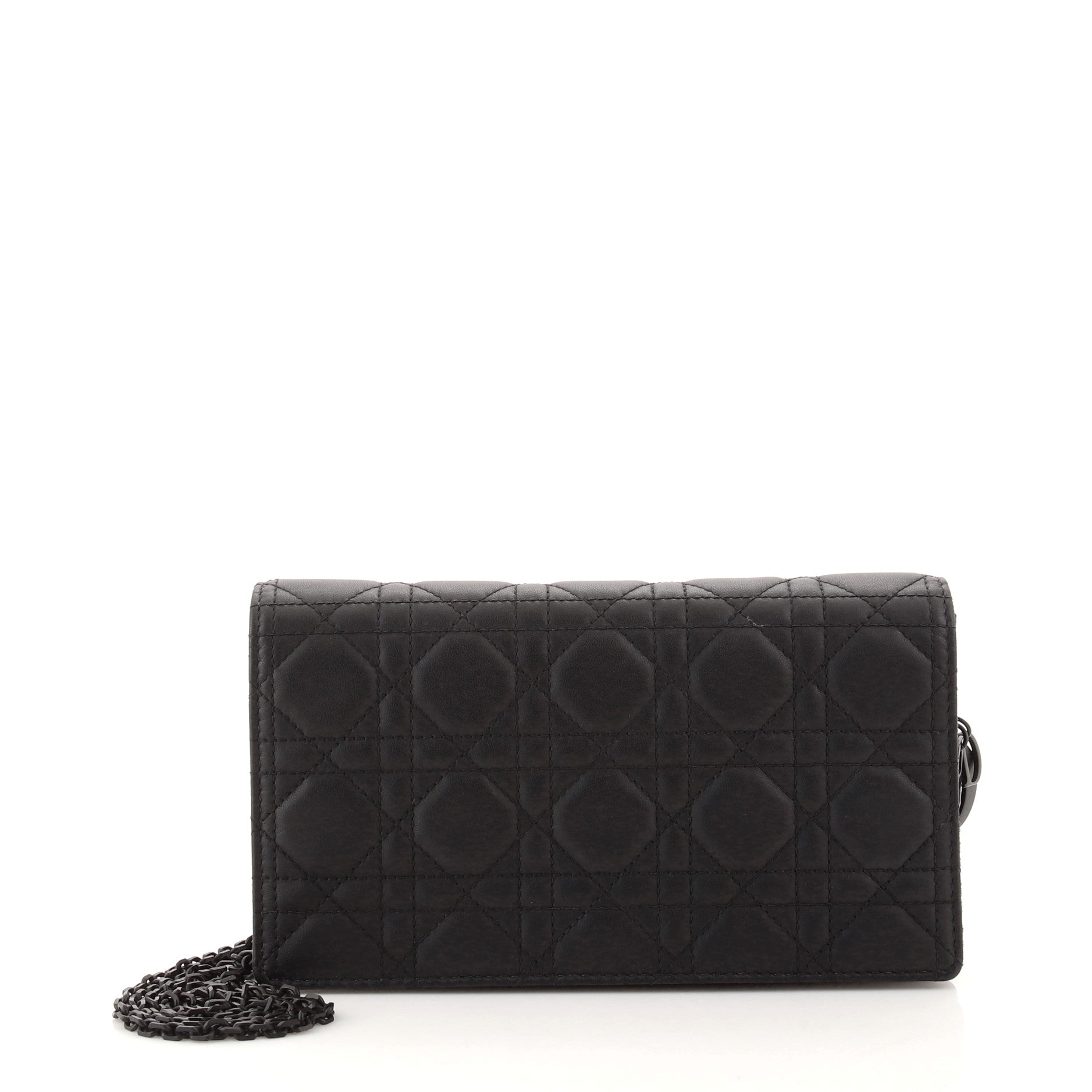 Clutch with Chain Cannage Quilt Lambskin