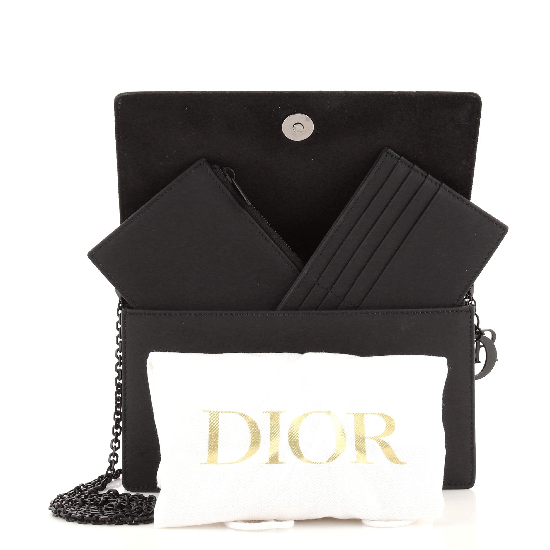 Clutch with Chain Cannage Quilt Lambskin