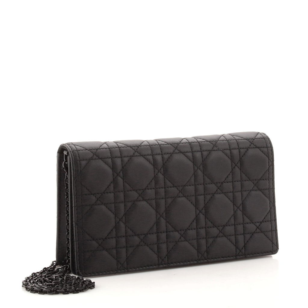 Clutch with Chain Cannage Quilt Lambskin