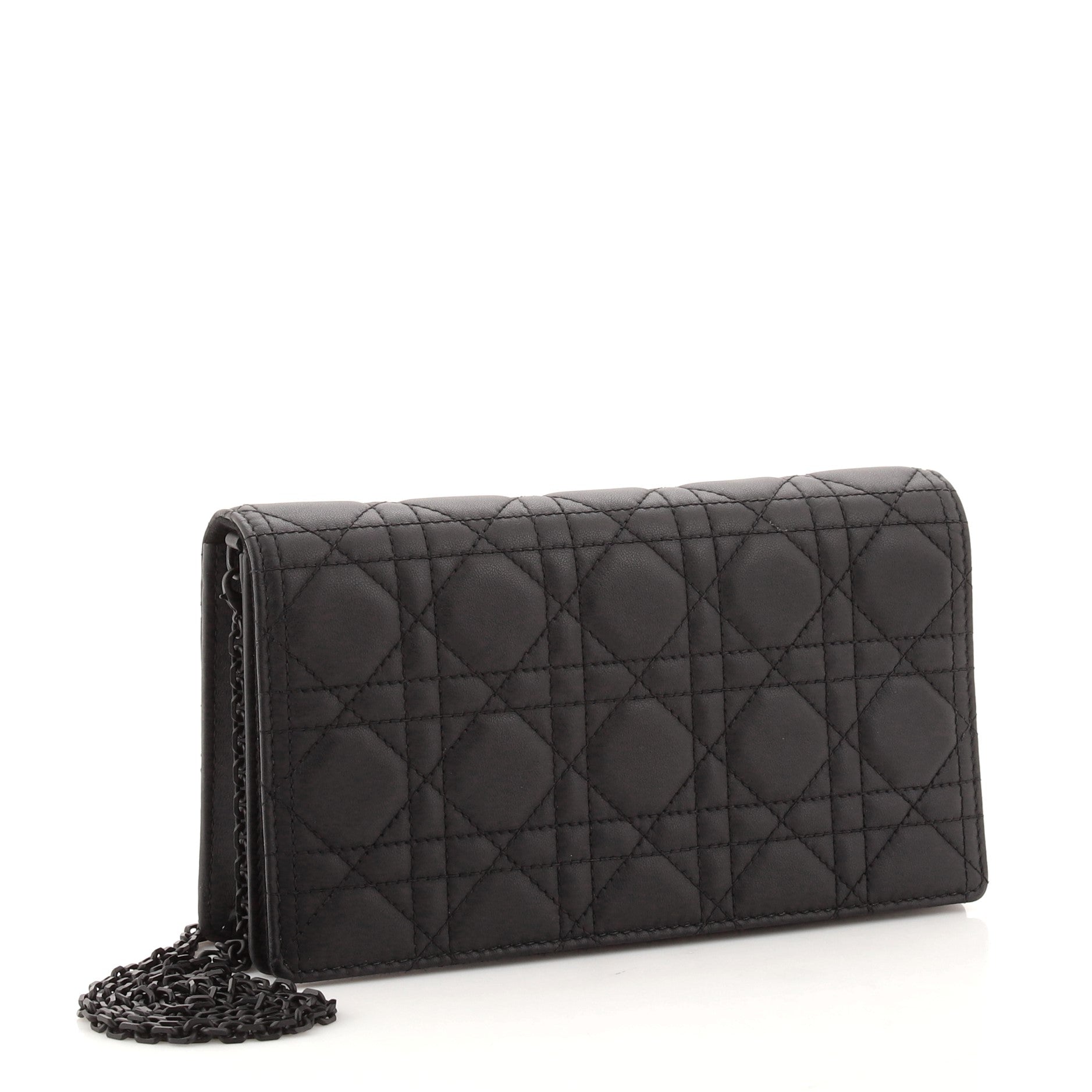 Clutch with Chain Cannage Quilt Lambskin
