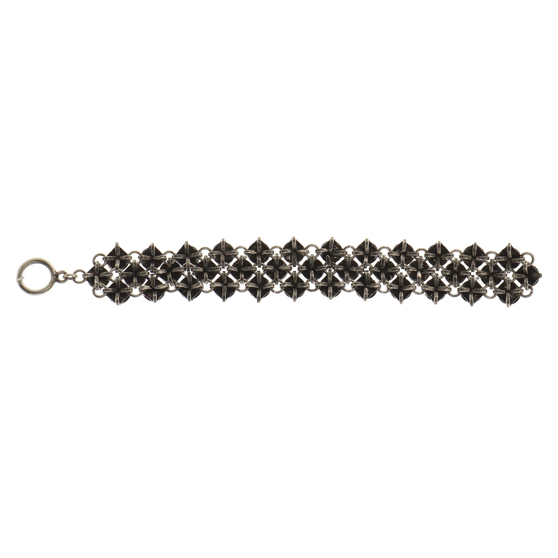 Linked Toggle Bracelet Metal with Crystals