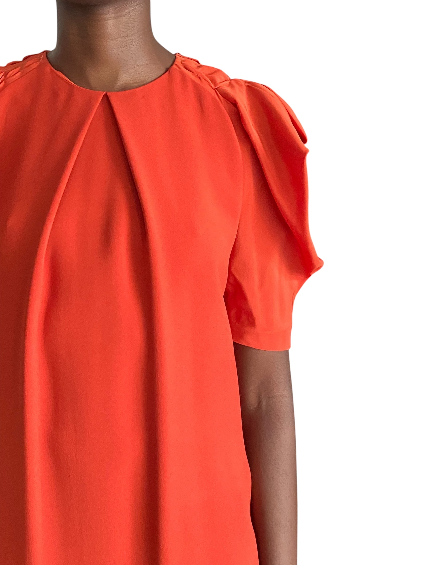 Chloe Orange Ruffle Shift Mini Dress - FR 38
