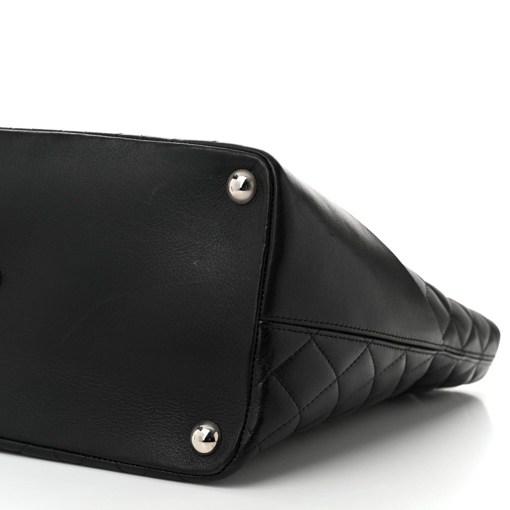 Calfskin Quilted Large Cambon Tote Black