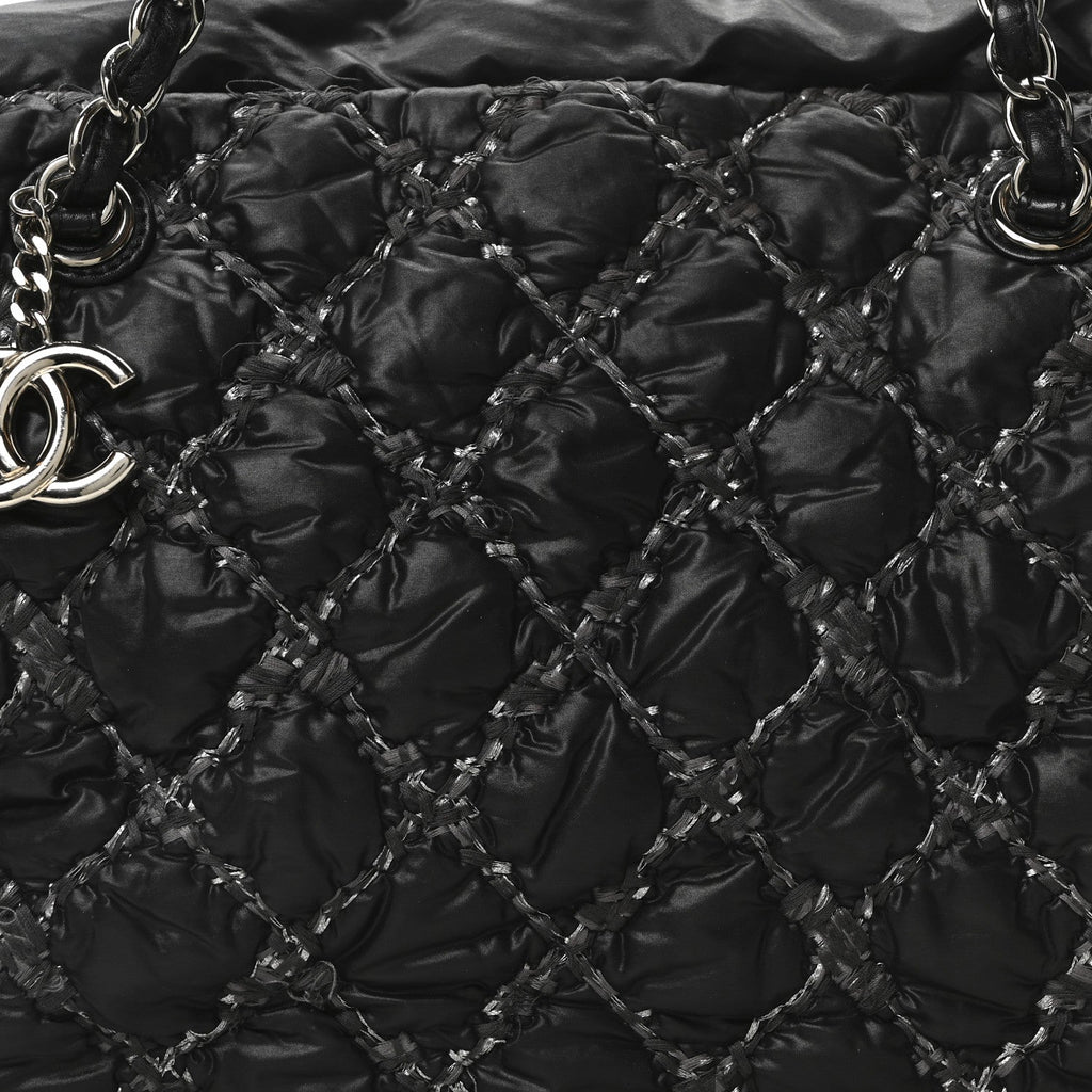 Nylon Quilted Tweed Stitch Bubble Camera Case Black